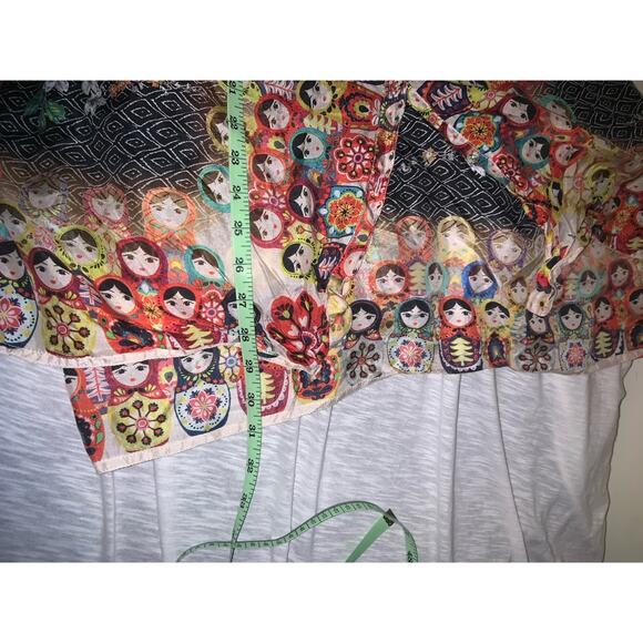 Johnny Was RARE Babette Russian Nesting Dolls 100% Silk Top/tunic Size Medium - Picture 7 of 8
